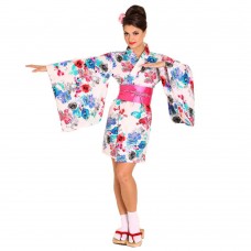 Short Japanese Geisha Kimono  White